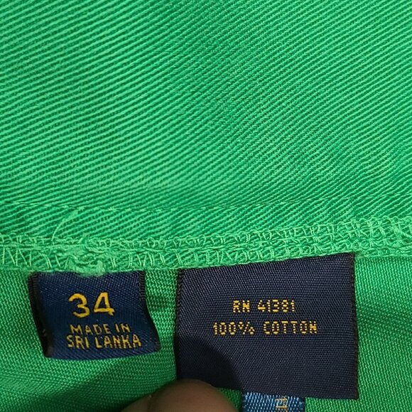 Polo Ralph Lauren 9" Green Twill Bermuda Shorts Men's Size 34 100% Cotton - Picture 4 of 7